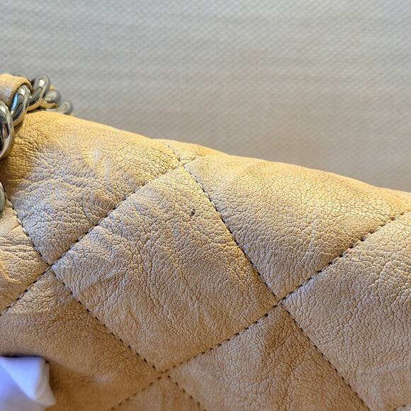 Chanel Beige Quilted Leather Flap Bag with Chain | Authentic | Full Set - Picture 6 of 15